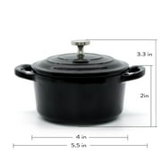 RJ Legend 8.5 Ounce Othello-Colored Cast Iron Pot, Enameled Cast Iron Mini Pot, Round Mini Cocotte, Cast Iron Set 2-Piece Black and White Cast Iron Pots, 5.5-Inch Cast Iron Pot with Lid