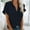 Navy, variant on Pitauce Summer Tops for Women Causal Solid Color Short Sleeve Button Down Shirts Roll Up Cuffed V Neck Loose Fit Blouses with Pocket