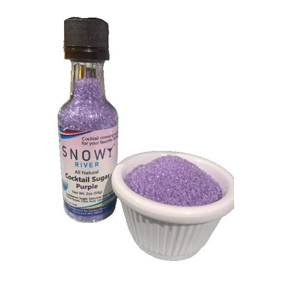 Snowy River Purple Cocktail Sugar - Kosher Certified Naturally Colored Purple Cocktail Rimmer (2oz Bottle, Medium Crystal)