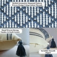 thumbnail image 3 of Boho Throw Pillow Cover with Tassels, 20x20 Inches, Navy Blue / Cream | Decorative Pillow Cover for Living room Couch Sofa/ Farmhouse Woven Pillow Case/ Neutral Accent Cushion Cover, 3 of 9
