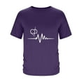 thumbnail image 4 of Dagegui Mens Crew Neck Short Sleeve T-Shirt Heartbeat Graphic Tees Summer Casual T Shirts Soft Comfy Everyday Tops Purple S, 4 of 5