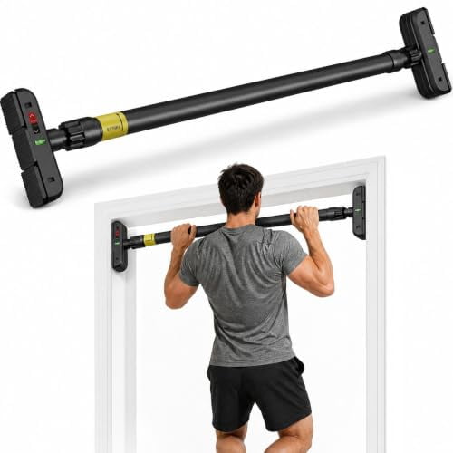 Pull Up Bar for Doorway, No Screw Door Frame Chin Up Bar, 440lbs, Adjustable 72-95cm (28.3"-37.4"), Dual Gear Lock, Anti-Slip PVC Pads, Home Gym