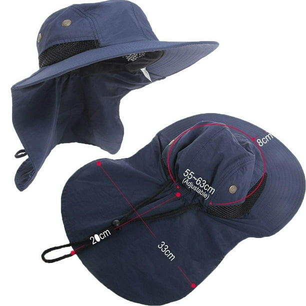 Eyiiye Neck Flap Boonie Hat Fishing Hiking Safari Outdoor Sun Brim Bucket Bush Cap Blue Blue Onesize