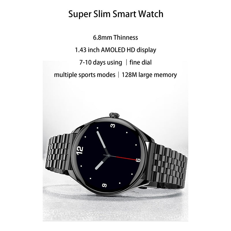 Rainbuvvy MT55 Smart Watch 1.43 inches Sports Record Health Monitoring Voice Assistant Android 5.0/iOS9.0 Sports Watch