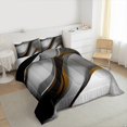 thumbnail image 3 of Feelyou Grey Orange Stripes Bedding Comforter Set for Adult, Chic Abstract Ombre Twin Comforter Sets, Modern Geometric Reversible Bedding Set, Lightweight Room Decor, 2-Piece, 3 of 8
