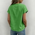 thumbnail image 4 of LEKODE Linen Button Down Shirt Women Oversized T-shirts Vintage Tshirts Button Down Shirts Lace Top Solid Summer Tops Peasant Blouses Mexican Shirt Summer Blouses Green L, 4 of 5