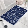 thumbnail image 3 of Dark Blue Christmas Snowflake Pattern Flannel Non Slip Door Rugs,Washable Door Mats Indoor,Decorative Door Mats,Dirt-Resistant and Absorbent Doormat for Entrance,Bedroom,Kitchen,Bathroom,31.5"x17", 3 of 4
