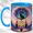 Blue, variant on Wolf Dreamcatcher Coffee Mug, Mountain Wolf Mug, Ceramic 11 oz