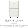 thumbnail image 3 of Pemberly Row 18" 2-Drawers Mobile Metal Vertical Filing Cabinet in Pearl White, 3 of 11