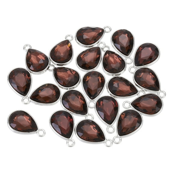 Uxcell 20PCS 12x20mm Alloy Glass Crystal Teardrop Charm Jewelry Making Charm for Necklaces, Bracelets Wine Red