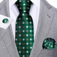 thumbnail image 3 of Set de corbatas Barry.Wang Classic de seda verde esmeralda para hombre, 3 of 6
