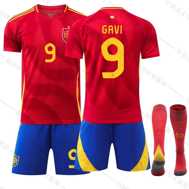 2024 New European Cup Spain Home Football Jersey #9 GAVI Football Kit