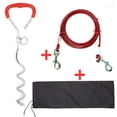 thumbnail image 5 of Cable y estaca para atar perros al aire libre, patio y camping, para perros medianos a grandes de hasta 125 libras, cable con resorte duradero y ganchos de metal para exteriores, 5 of 5