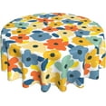 thumbnail image 1 of Nappe Florale Colorée de Ferme Jaune Orange Bleu Vert Fleurs Nappe Ronde 60 Pouces Printemps Été Automne Vintage Rétro Rustique Lavable pour Vacances Cuisine Salle à Manger Extérieur, 1 of 1