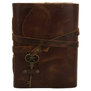 Retro Handmade Leather Journal - Vintage Antique Deckle Edge Paper - Leather Sketchbook - Book of Shadows Journal - Thick Journal - Vintage Journal for Men and Women- 7X 5 Inches