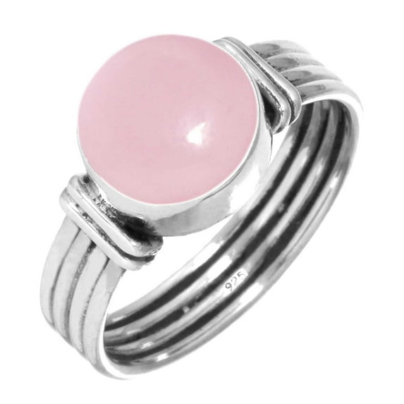 925 Silver Ring For Women - Men Pink Rose Quartz Stone Silver Ring Size 9 January Birthstone Costume Silver Ring Size 9 Gift For Women On Anniversary 925 Silver Jewelry With Gemstone