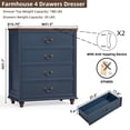 thumbnail image 3 of Joaxswe 4 Drawers Dresser for Bedroom, Chest of Drawers with Pre-Installed Slides, Closet Storage Wood Dressers Organizer for Living Room, Blue, 3 of 11