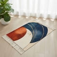 thumbnail image 3 of Navy Blue Burnt Orange Bathroom Rug 2'x3', Modern Boho Art Geometric Low Profile Front Entryway Rug with Tassels, Woven Cotton Washable Kitchen Mat Carpet for Foyer Bedroom Back Door Decor, 3 of 9