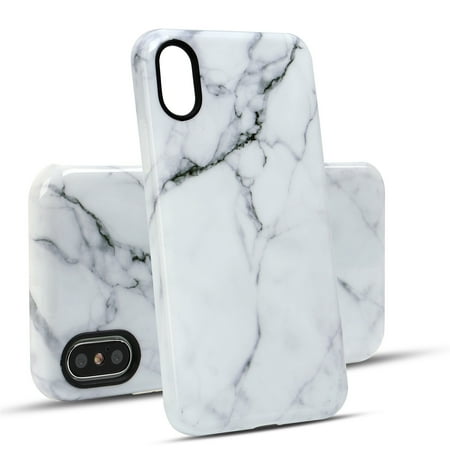 - For iPhone XS and iPhone X White Marble Case Shockproof TPU Material