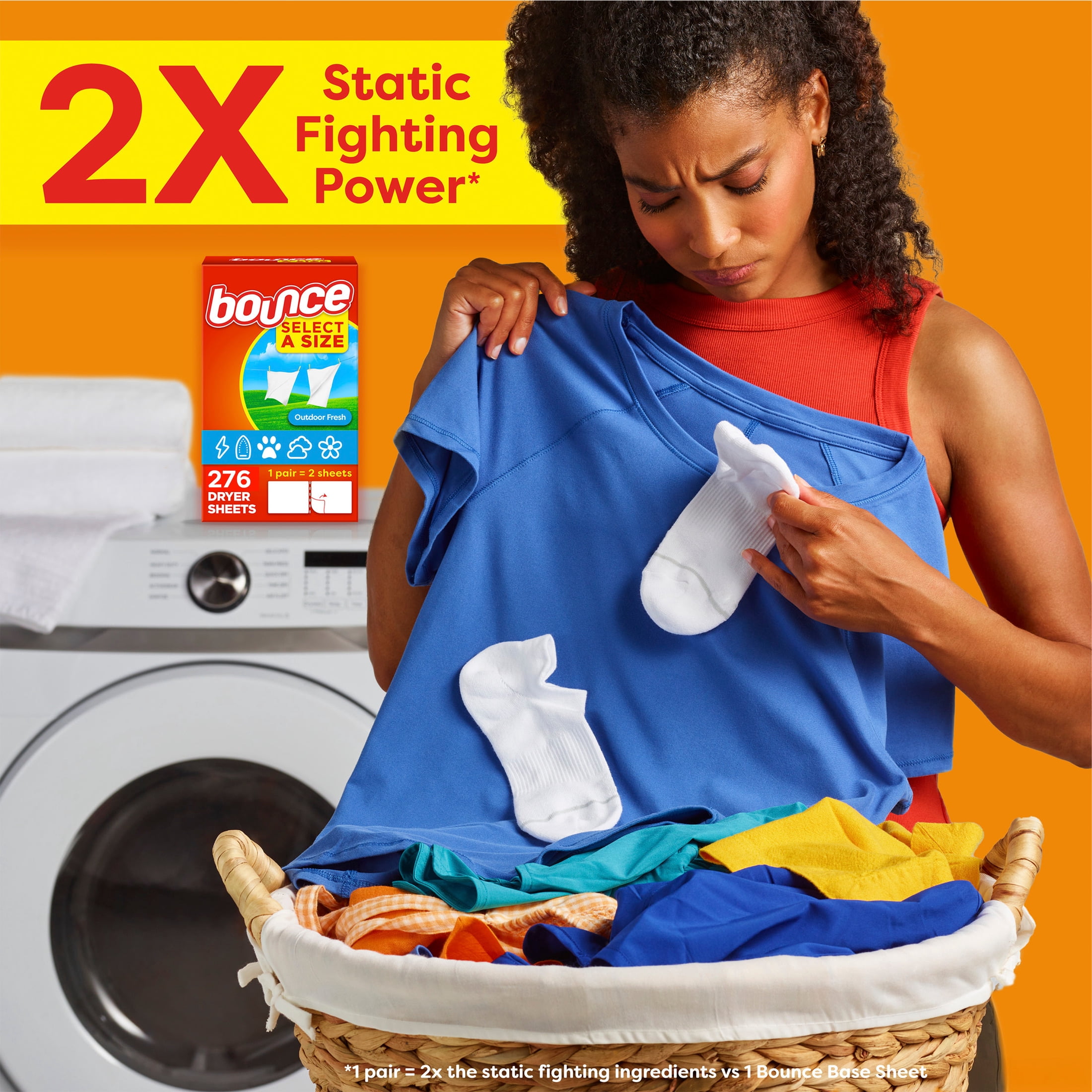 Bounce Select-A-Size Fabric Softener Dryer Sheets, Outdoor Fresh Scent, 276 Count