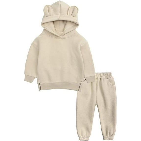 Ougyinr Youth Kids 2Pcs Fleece Sweatsuit Set Hooded Pullover Tracksuit for Boys Girls Sweatshirt   Pants Toddler Outfits Set for 24M-13Y