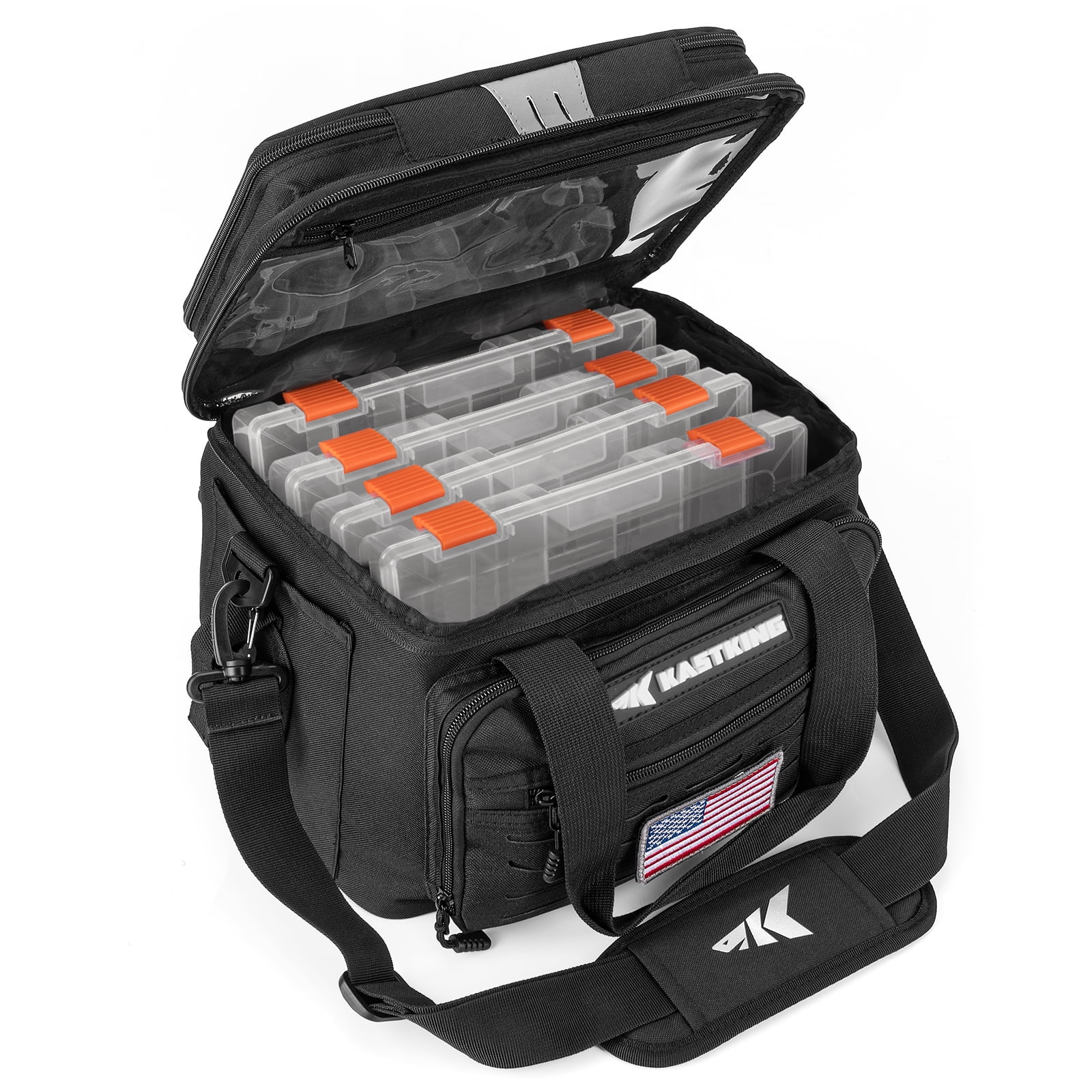 KastKing Fishing Tackle Bags - Water Resistant Material - Fishing Gear Storage - Karryall Medium Black