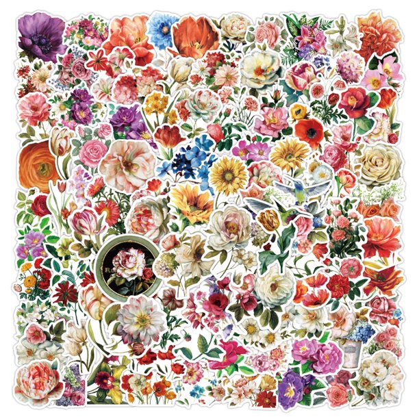 100 Pvc Sticker Impermeable Para Auto,moto, Pegatinas de flores