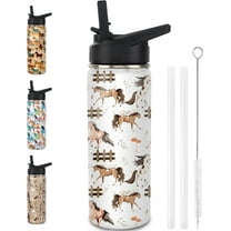 Horse Water Bottles with Straw, 18 Oz Insulated Stainless Steel Tumbler Cup Mug Horse Gifts for Women Girls Horse Lovers