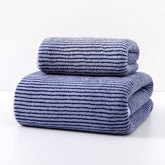 XmhyTop-A 2‑Pack Coral Fleece Microfiber Towel Bath Towel Set, Soft Absorbent Bathroom Towel Set, Multi‑Size Quick‑Dry Towels for Home Travel,Style F,Blue