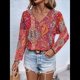 thumbnail image 5 of Blusas Casuales de Larga con Cuello en V y Estampado Bohemio para Mujer 4 Colores Mezclados XL, 5 of 7