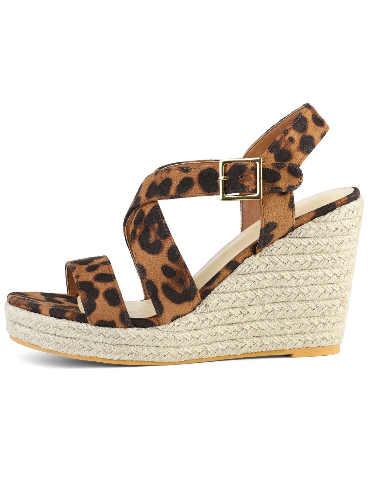 DARING DIVA Women's Stylish Espadrilles Platform Slingback Wedges Sandals Leopard 9