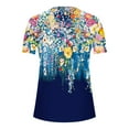 thumbnail image 5 of Yangnuo Womens Tops Summer Pleated Button V Neck Short Sleeves T-Shirt A-Line Floral Tunic Top for Unique Printed Pattern, 5 of 5