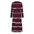 thumbnail image 4 of UTSJKR Women's 2024 Fall Winter Striped Maxi Dress Pleated Loose Fit Flowy Ruffled Hem Casual Dress Fashion Crewneck Long Sleeve Dress with Pockets Red S, 4 of 4