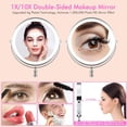 thumbnail image 3 of YUOY espejo de maquillaje con luz, equipado con luces LED y lupa de 10 aumentos, espejo de maquillaje de doble cara recargable de 8 pulgadas, hecho de aleación de aluminio, 3 of 7
