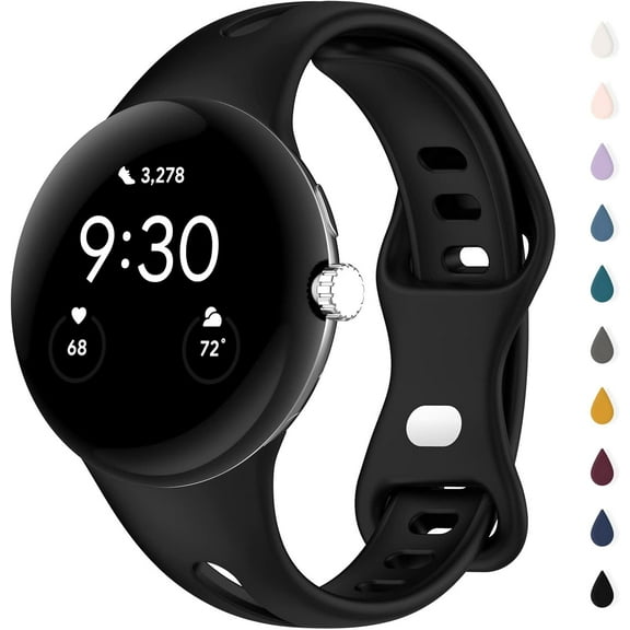 KOMI Slim Bands Compatible with Google Pixel Watch 3 (41mm)/Pixel Watch 2 1, Adjustable Breathable Soft Silicone Sport Replacement Watch Band Straps Wristbands Bracelet for Google Pixel Watch