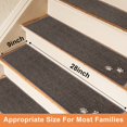 thumbnail image 2 of Pisadas de escalera para escalones de madera de 28 x 9 pulgadas antideslizante para interiores camino de escalera suave para niños ancianos y mascotas, 2 of 8