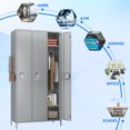 thumbnail image 6 of GAEANET Metal Storage Lockers for Employees with Lock&Pegboard,Steel Locker Cabinet for Gym,School, Industrial Storage Locker Cabinet with 3 Door,Assembly Required,(Light Gray, 3 Doors), 6 of 7