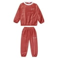 thumbnail image 6 of WRKEKC Kids Winter Outfits 3-12 Years Color-Block Plush Sherpa Fleece Crew Neck Long-Sleeve Top and Pants Two-Piece Warm Loungewear Set, 6 of 6