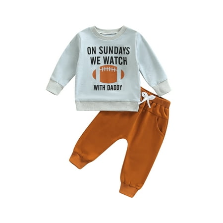 

Bagilaanoe 2Pcs Toddler Baby Boy Long Pants Set Rugby Letter Print Long Sleeve Sweatshirt Pullover Tops+ Trousers 12M 18M 24M 3T 4T 5T Kids Fall Casual Sweatsuit