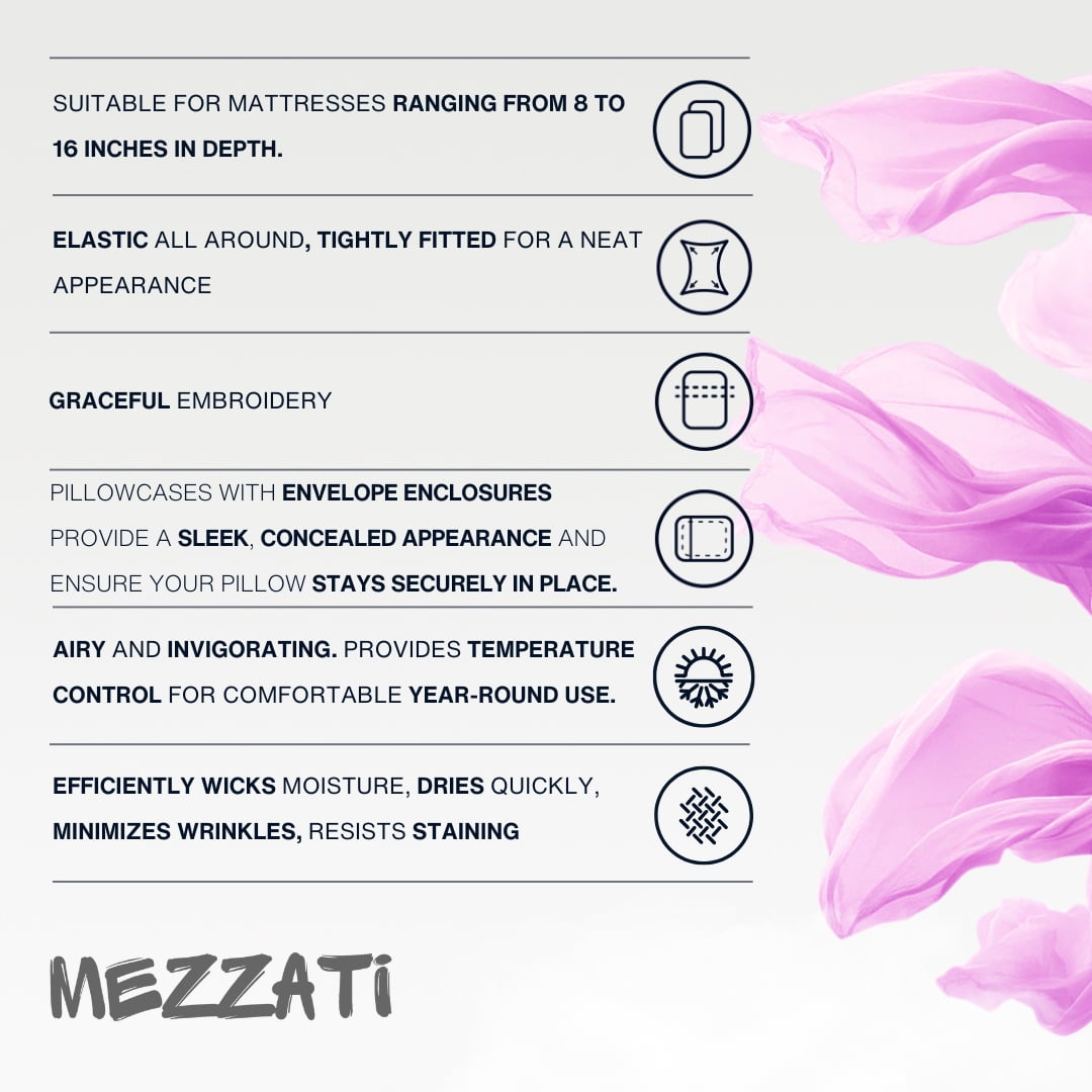 Mezzati Brushed Microfiber Bed Sheet Set - Ultra Soft and Lightweight for Ultimate Sleep Comfort, Wrinkle Free and Color Fade Resistant, 4pc Queen White