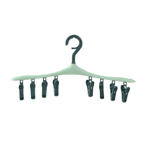 Qonioi Windproof Sock Hanger, Detachable Clip Underwear Drying Rack, Multi-Function Swivel Hook for Closet Bathroom Travel Storage