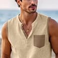 thumbnail image 5 of Lmueinov Mens Linen Henley Tank Top, Sleeveless Summer Beach Shirts Cotton Linen Vest, Lightweight Relaxed Fit, S-2XL, 5 of 5
