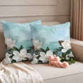 thumbnail image 2 of White Floral Pillow Covers 2 Pack Spring White Magnolia Vintage Plants Farmhouse Farm Blue Pillowcase Waterproof Outdoor Throw Pillow Cover for Patio Garden Square Cushion 16”x16”, 2 of 9