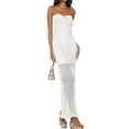 thumbnail image 3 of Genuiskids Genuiskids Women Sexy Bodycon Dress Tube Sleeveless Hollow Out Knit Long Dress with Solid Color Adjustable Straps Summer Clothing Night Out Club Party Streetwear, 3 of 9