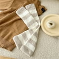 thumbnail image 3 of WZXFASHION Long Thermal Leg Warmers, Fleece Lined Knee High Sock Sleeves, Striped Comfort Wear for Cold Days KhakiOne Size, 3 of 3