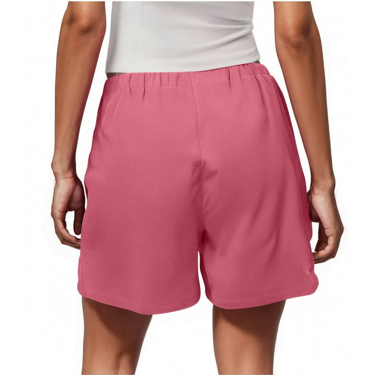 Kvture High Waisted Shorts for Women Inseam Dressy Casual Summer Wide Leg Dress Short with Pockets Hot Pink XL, Women's, Red
