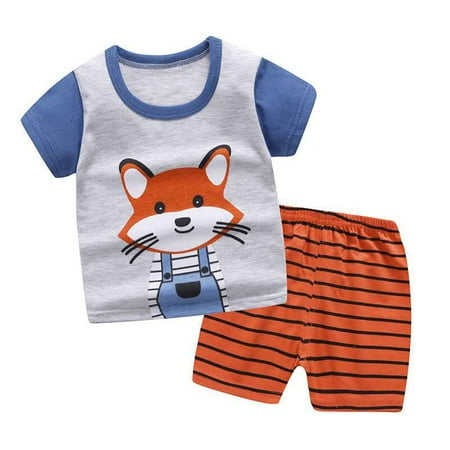 

THE WILD Toddler Baby Boys Girls Short Sleeve Cartoon T-Shirt+Shorts Outfits Set 0-5Y