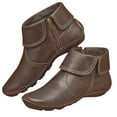 thumbnail image 4 of Tejiojio Clearance Fashion Womens Flats Non-Slip Leather Zipper Round Toe Casual Shoes Ankle Boots, 4 of 6