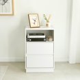 thumbnail image 2 of IVV Contemporary White Nightstand with Open Shelf, Two Drawers and Hidden Handle Design, for Bedroom Apartment, 15.75"W x 11.81"D x 23.62"H, 2 of 10