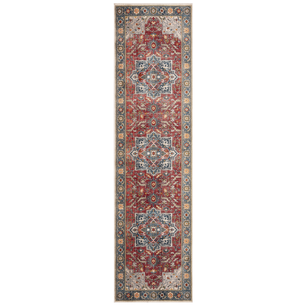 SAFAVIEH Vintage Persian Rosamund Floral Bordered Polyester Area Rug, Red/Blue, 3' x 5'